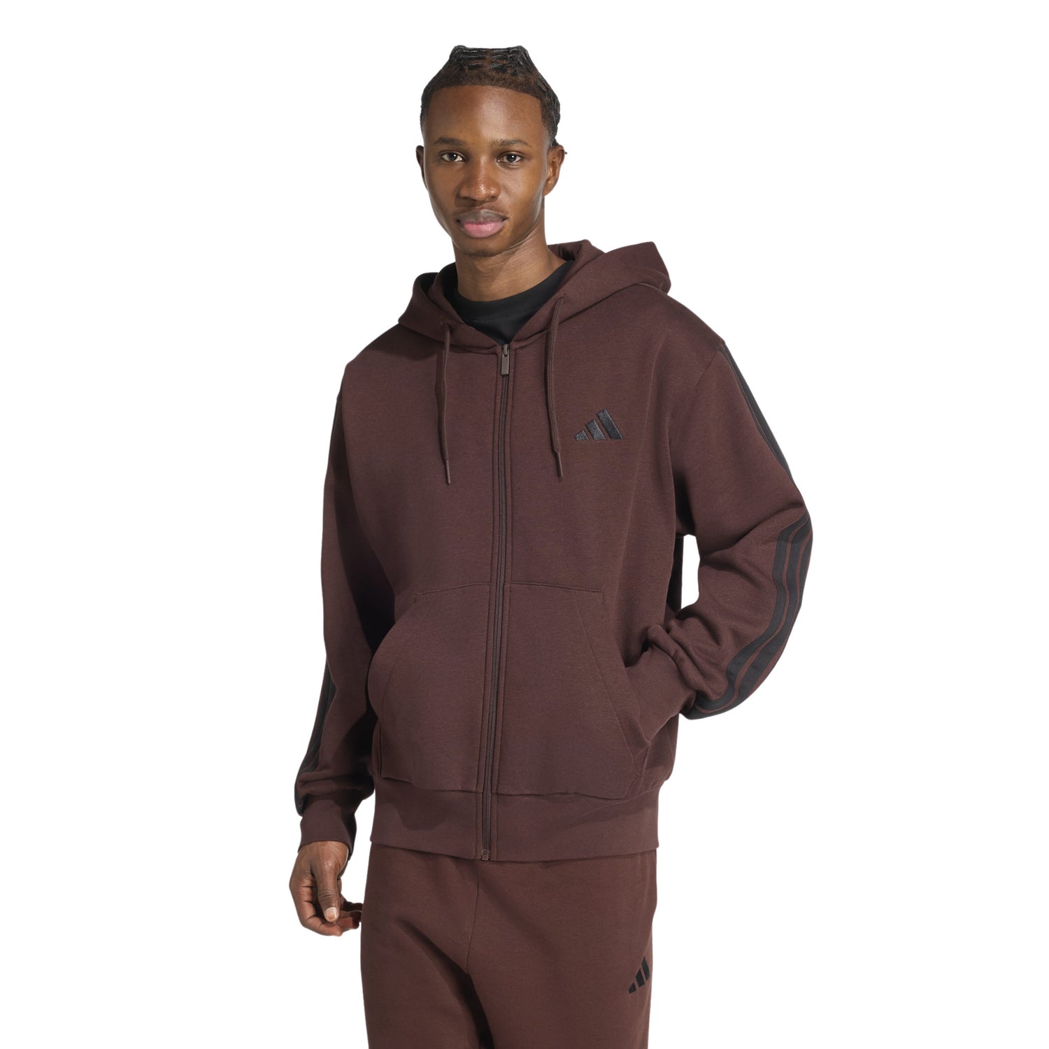 Felpa Essentials 3-Stripes Fleece Uomo - JX0697