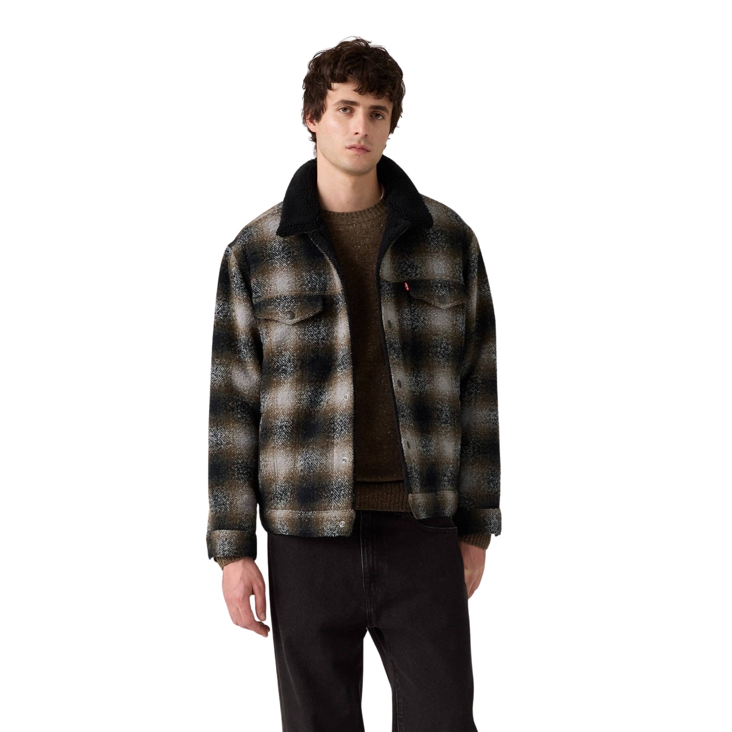 Giacca Relaxed Fit Plaid Sherpa Trucker Uomo - A6030