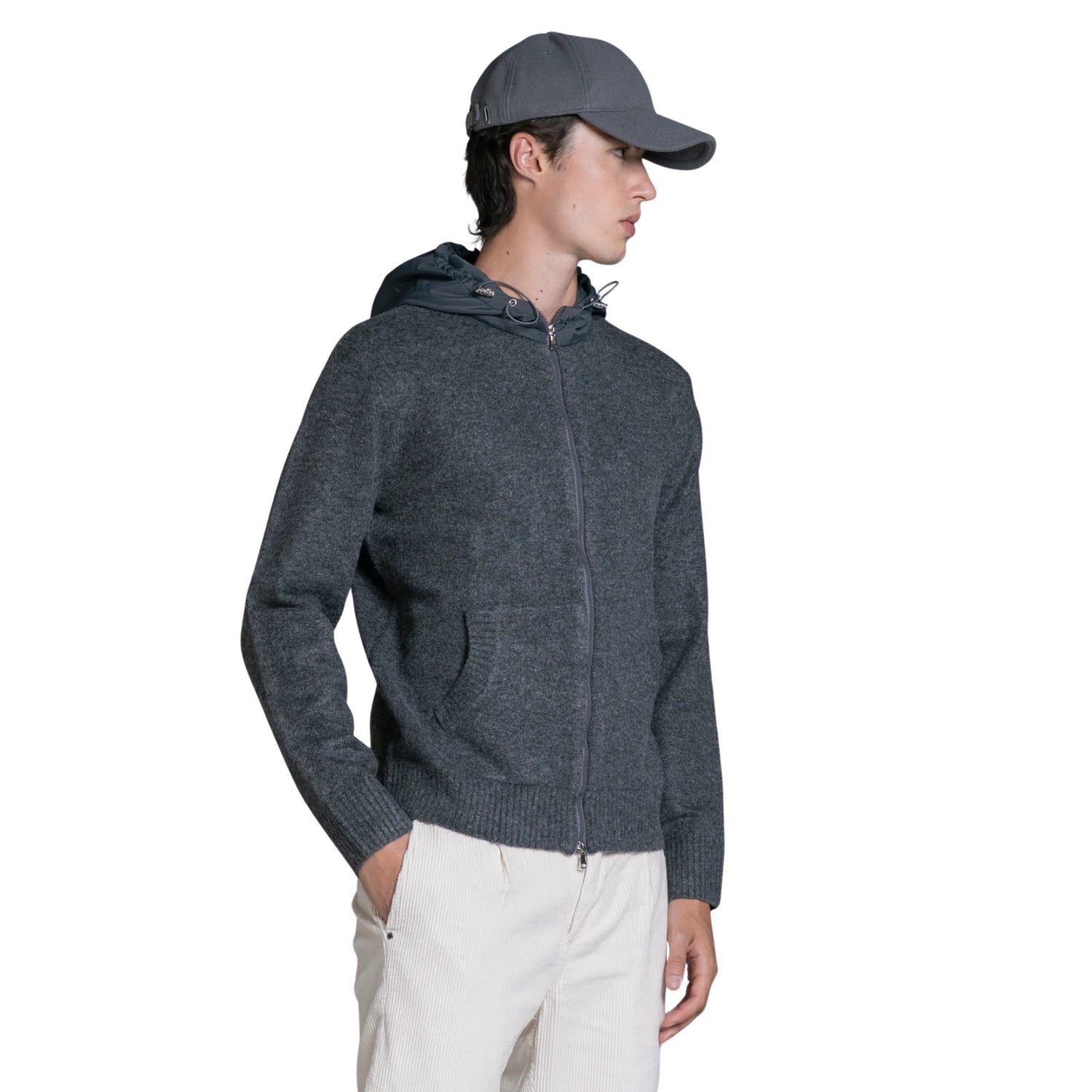 Felpa Quinn Hoodie Zip Mixed Viscose Uomo
