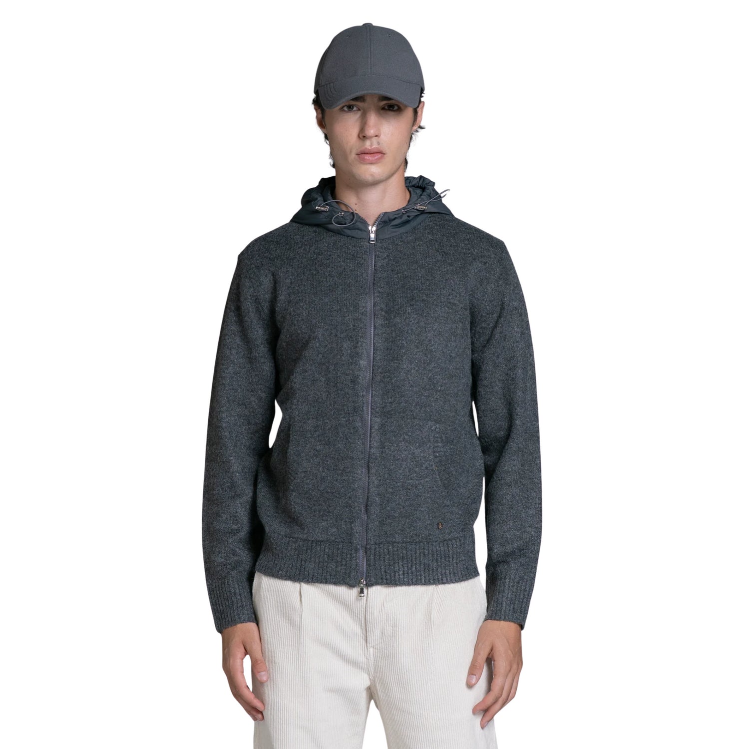 Felpa Quinn Hoodie Zip Mixed Viscose Uomo